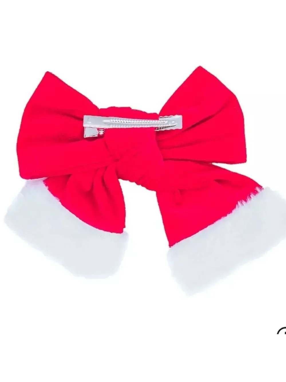 Celebrate Together oversized red velvet bow hair clip with white trim